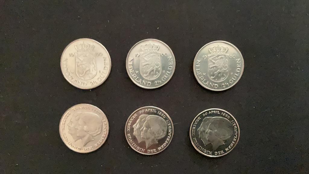 Rijksdaalder 1980 dubbelkop Juliana Beatrix (6 stuks), Ophalen of Verzenden, Koningin Beatrix, 2½ gulden, Losse munt