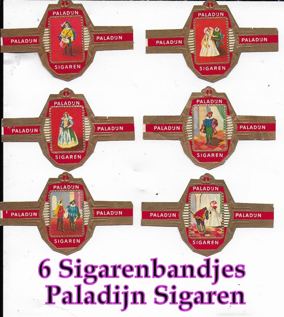 6 sigarenbandjes paladijn sigaren, Verzamelen, Ophalen of Verzenden, Zo goed als nieuw, Sigarenbandjes