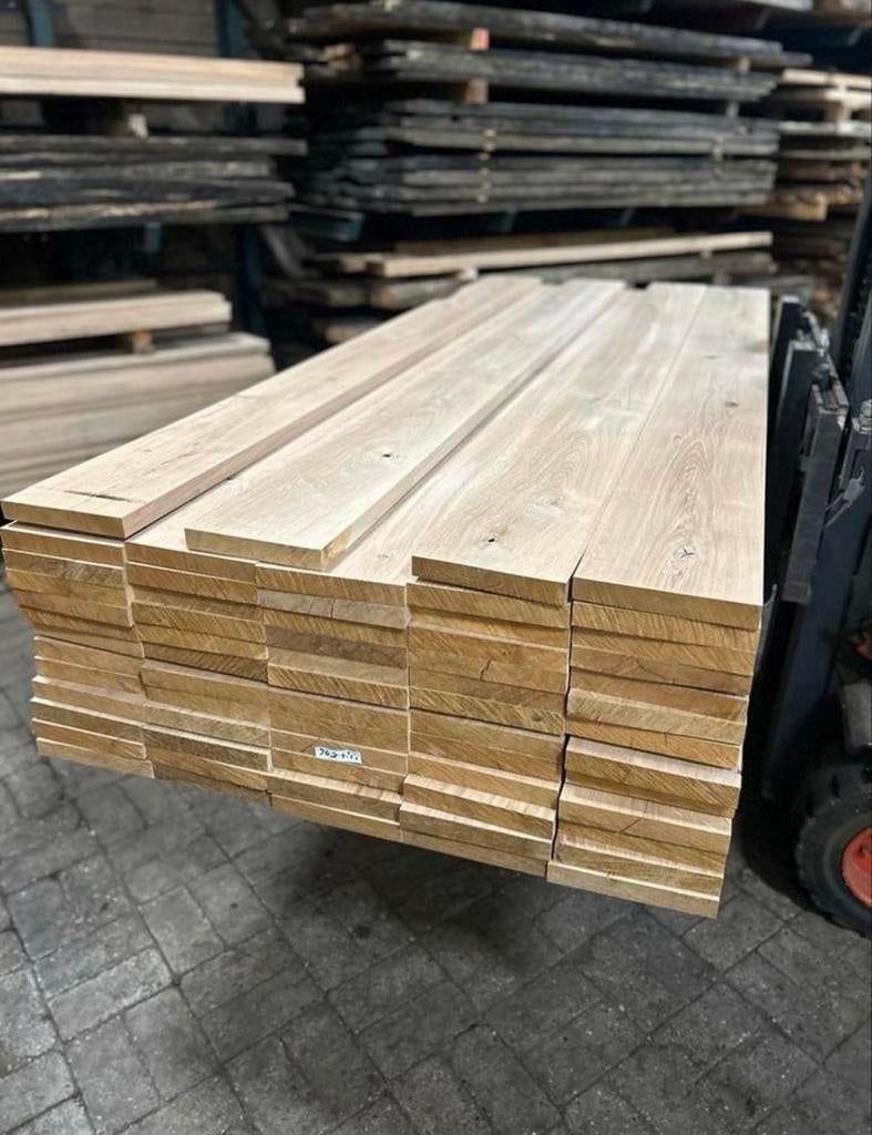 Eiken planken geschaafd 2-3-4cm KD gedroogd balken rustiek, Ophalen, 25 tot 50 mm, Eiken, Nieuw