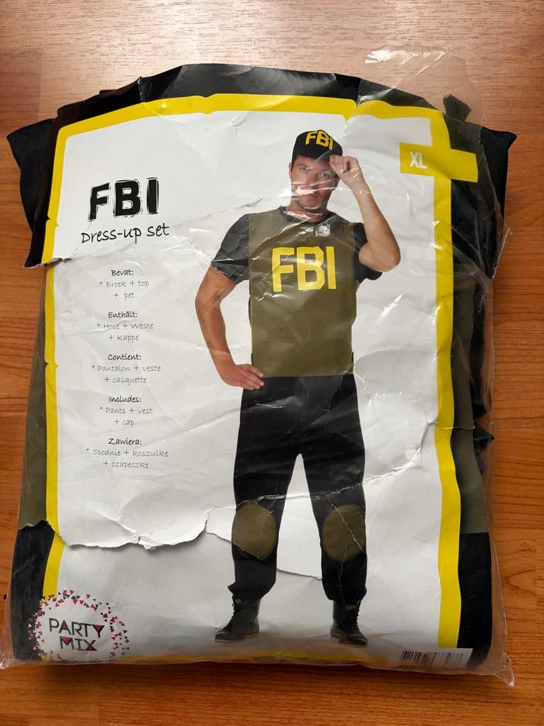 Carnaval FBI Kostuum Compleet - Maat XL Nieuw, Carnaval, Ophalen of Verzenden, Kleding, Maat 56/58 (XL)