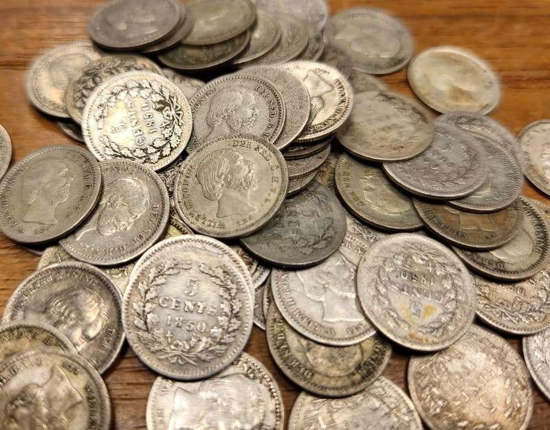 Lot 10 stuks zilveren stuivers Willem 3, Postzegels en Munten, Munten | Nederland, Koning Willem III, Setje, Zilver, Overige waardes