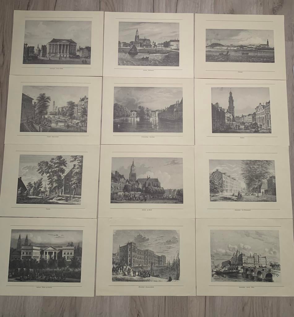 Mooie gravure druk Historische beelden - Nederlandse steden, Antiek en Kunst, Kunst | Etsen en Gravures, Ophalen of Verzenden