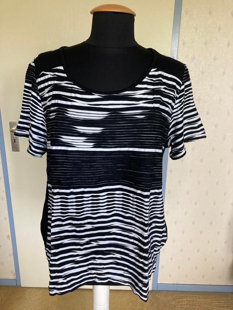 099 Monari shirt in maat 46 zwart/wit, Verzenden, Zwart, Maat 46/48 (XL) of groter, Zo goed als nieuw