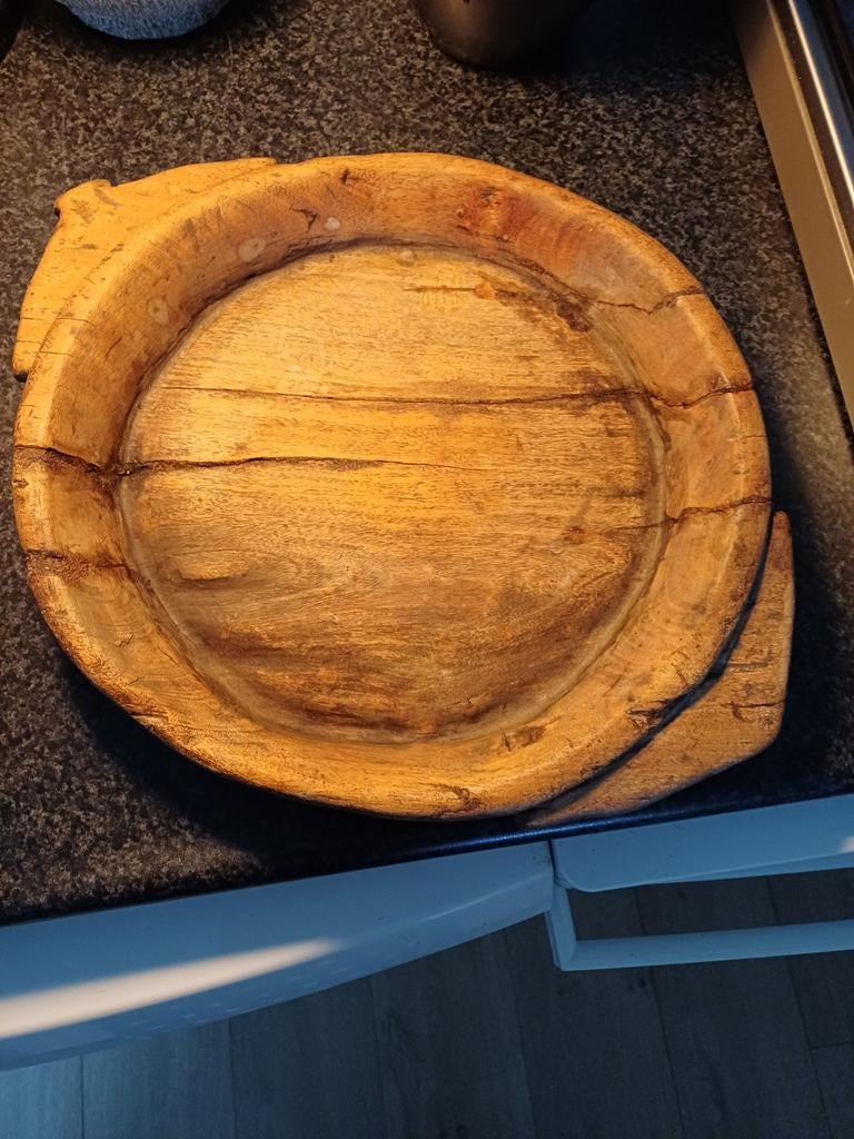 Antieke Nepalese Houten Schaal - Tapati, Ophalen of Verzenden