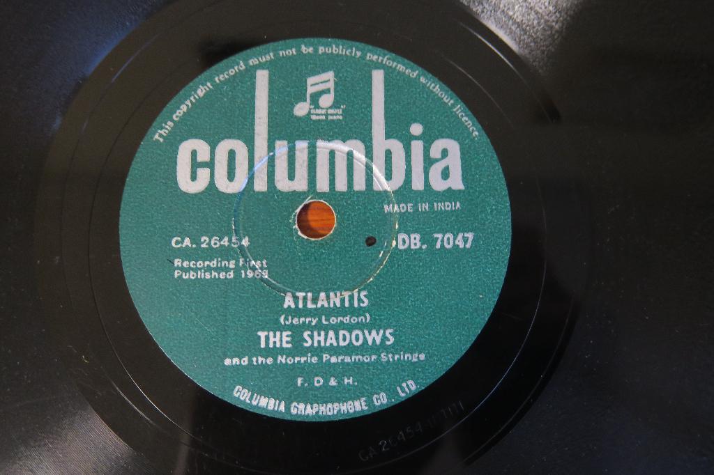 The Shadows Atlantis 78 toeren 78rpm grammofoonplaat 1963, Ophalen of Verzenden, Gebruikt, 10 inch