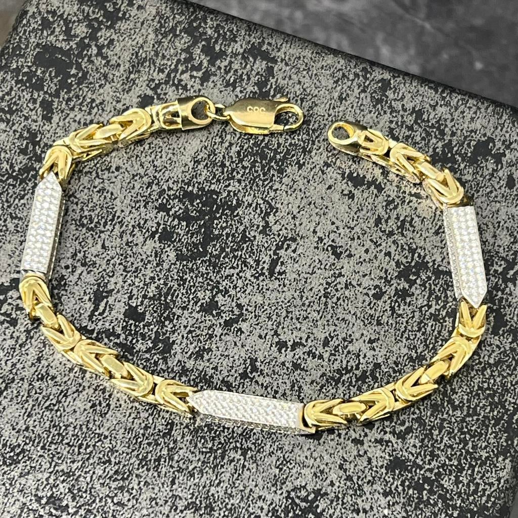 14 karaat gouden armband koningsschakel koningsarmband, Ophalen of Verzenden, Zo goed als nieuw, Goud