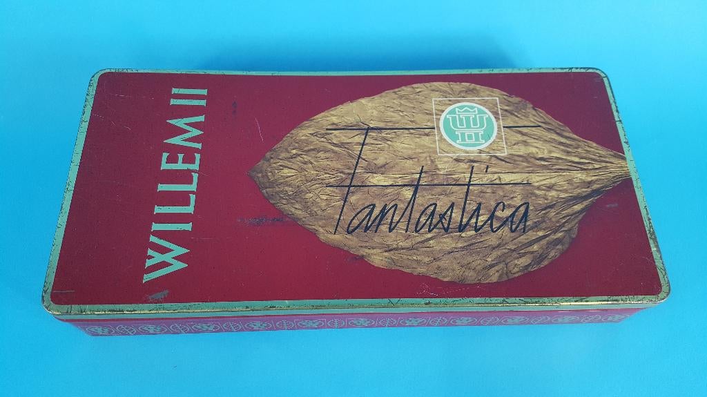 Willem II Fantastica sigarenblik, metalen blik. (1) 7C5, Tweedehands verkoop, Tweedehands verkoop, Gebruikt, Ophalen of Verzenden