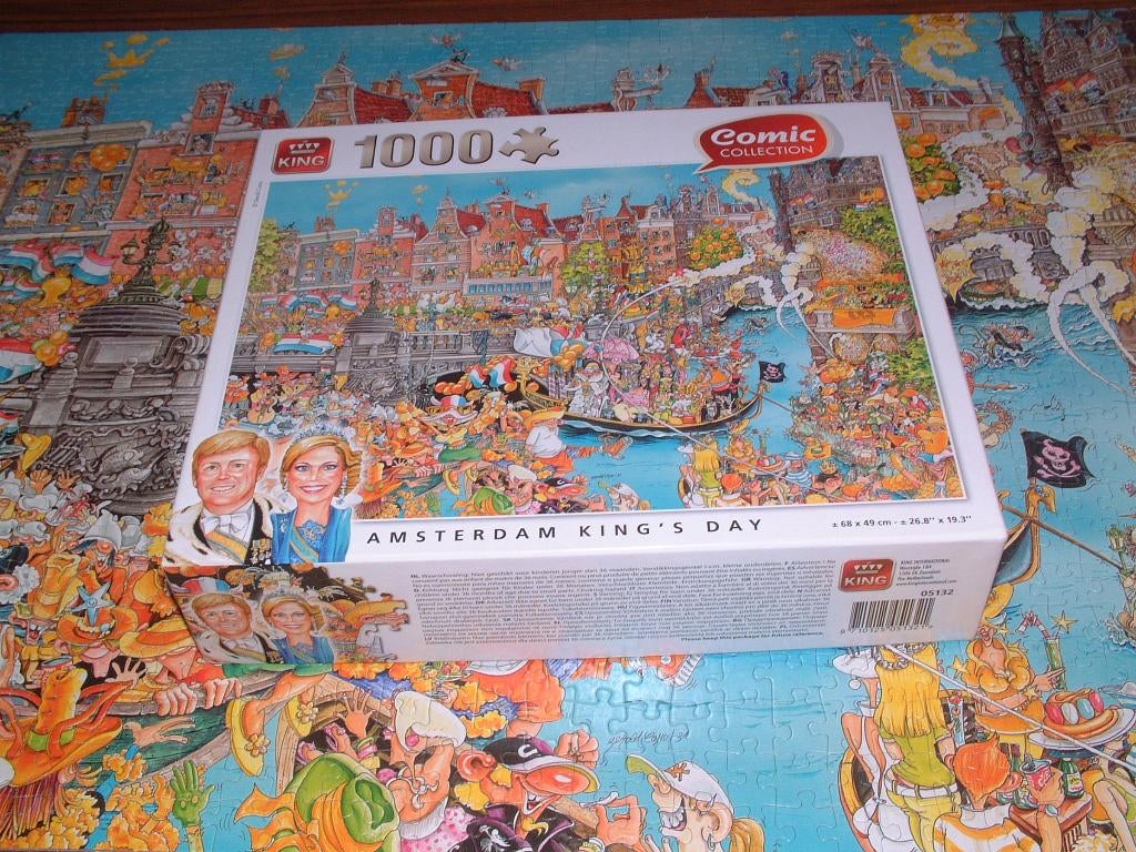 puzzel st.1000 Amsterdam King's day - comic collection King, Ophalen of Verzenden, 500 t/m 1500 stukjes, Zo goed als nieuw, Legpuzzel