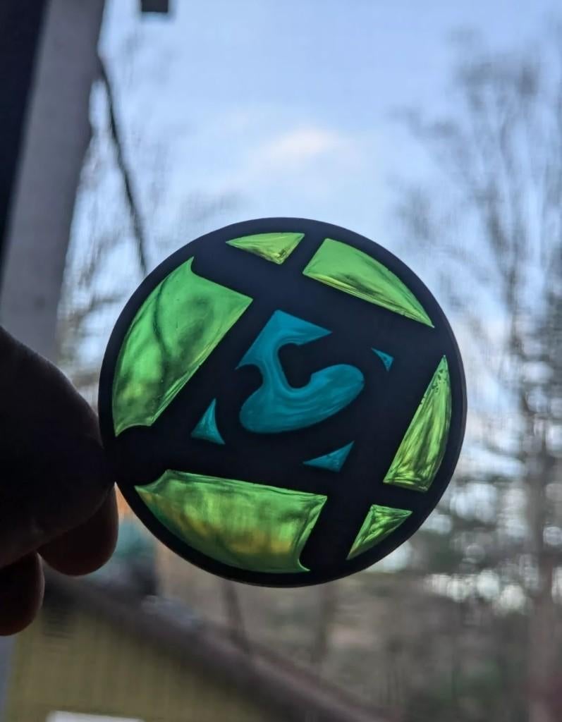 Vrijmetselaars logo Glas in Lood, Gebruikt, Minder dan 80 cm, Verzenden, Glasplaat