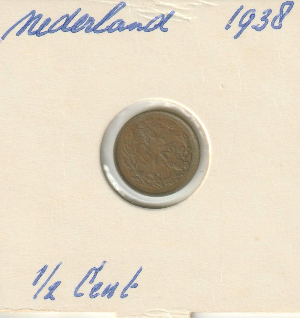 1/2 cent 1938 nederland, Ophalen of Verzenden, Koningin Wilhelmina, 1 cent