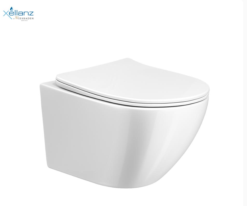 Nibiru Rimless verkort wandcloset 48cm + zitting, Ophalen, Nieuw, Steen, Toilet