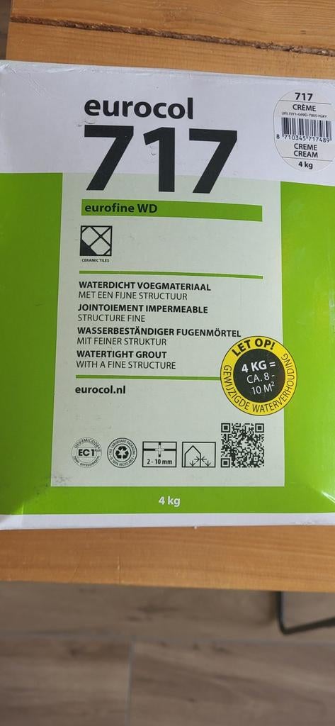 Eurocol eurofine voegmiddel 717 crème 1.8kg, Doe-het-zelf en Verbouw, Tegels, Ophalen, Overige materialen, Wandtegels, Minder dan 20 cm