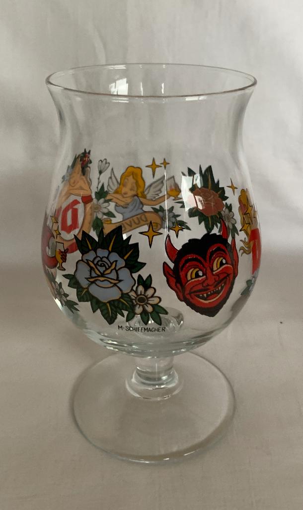 Duvel glas M.Schiffmacher, Ophalen of Verzenden, Zo goed als nieuw, Glas of Glazen, Duvel