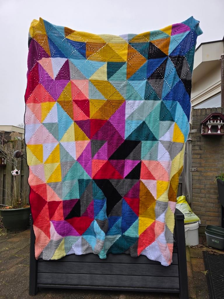 Gehaakte deken/sprei/plaid Tessellation lente., Ophalen of Verzenden, Zo goed als nieuw