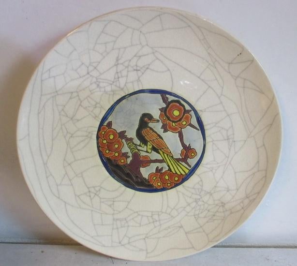 art deco Boch Keramis Catteau met kleurrijke vogel 117, Verzenden