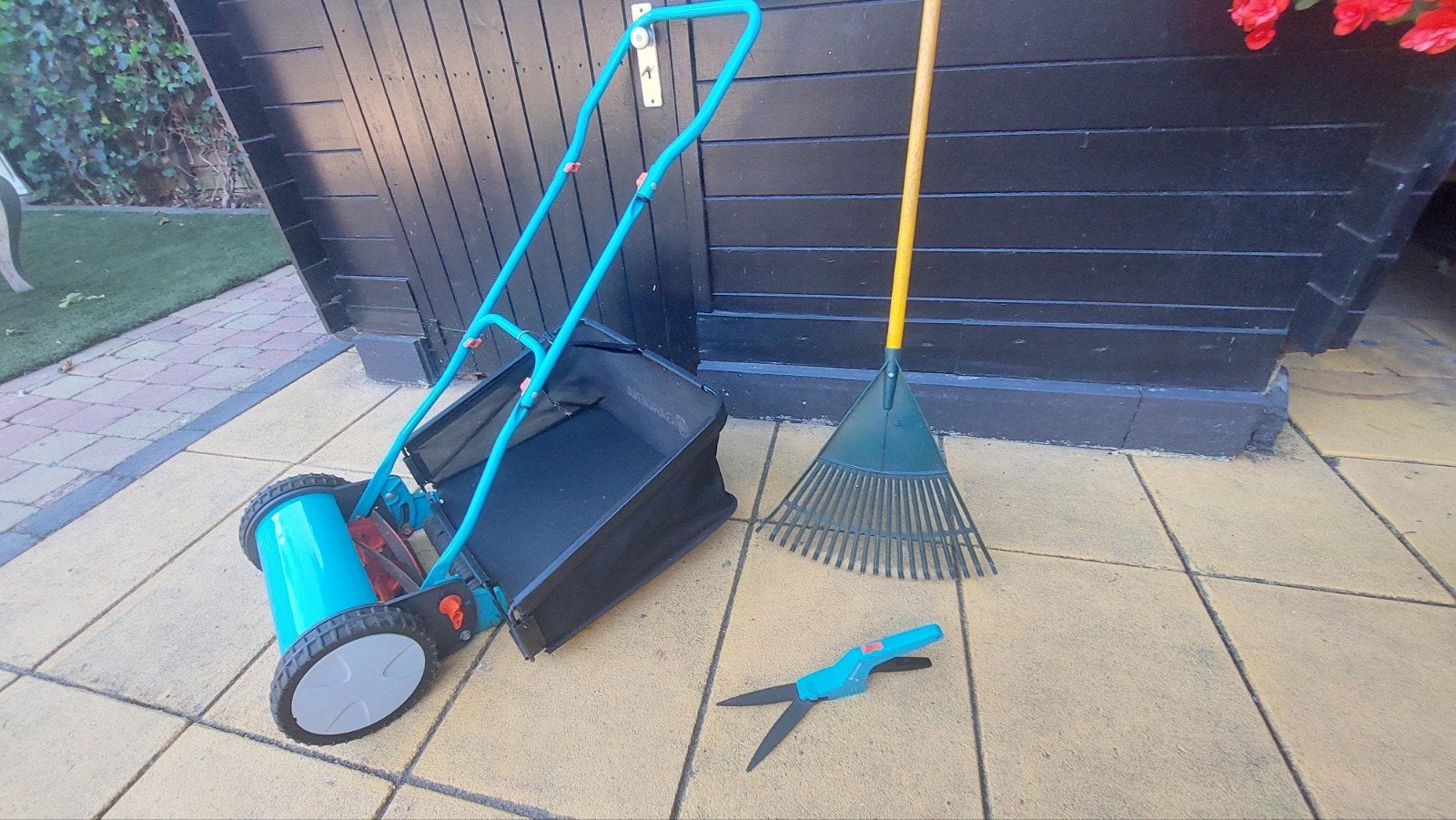 Gardena 300 handgrasmaaier met opvangzak / grasschaar / hark, Ophalen, Gebruikt, Handgrasmaaier, Opvangzak