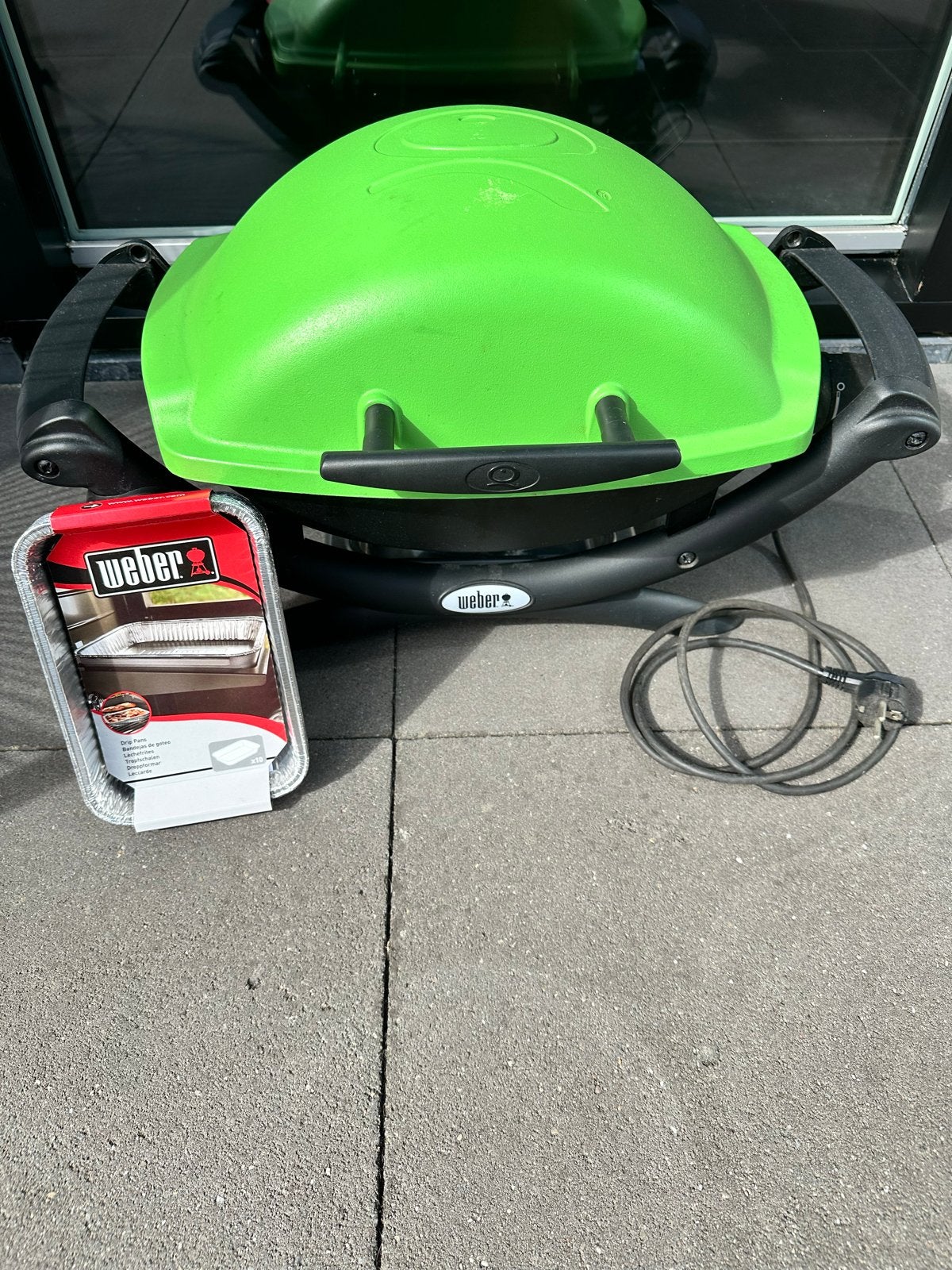 Weber Q1400 elektrische barbecue Groen incl hoes, Tuin en Terras, Ophalen of Verzenden, Gebruikt