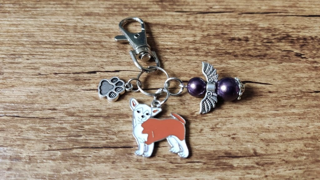 Tas/Sleutelhanger Chihuahua emaille met guardian angel, Verzenden, Nieuw, Dier of Natuur