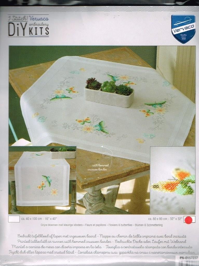 Cado vervaco borduurpakket dekservet, bloemen en vlinders, Ophalen of Verzenden, Nieuw, Handborduren, Borduurpakket