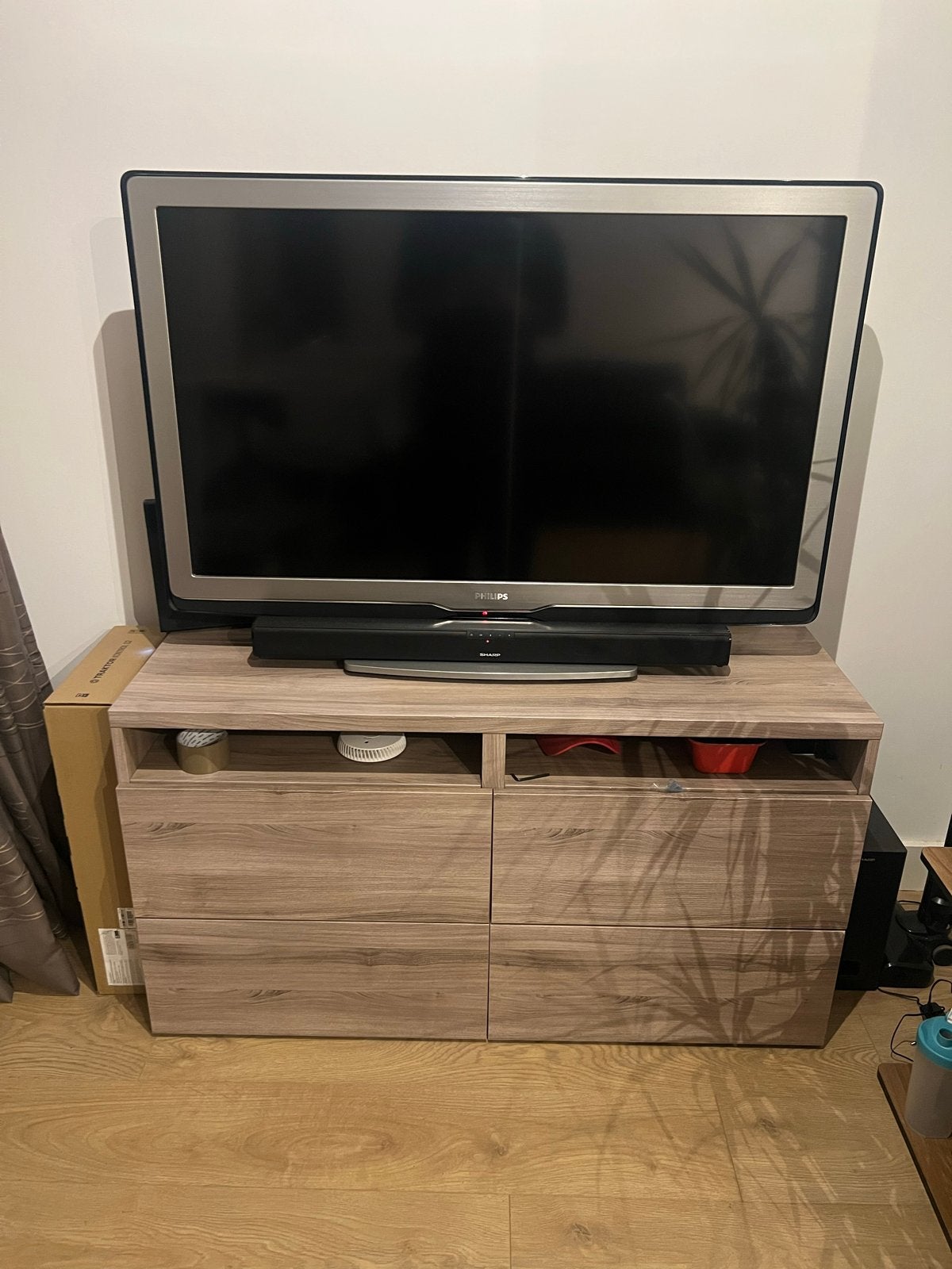 Modern TV-meubel met opbergruimte, Ophalen, Gebruikt, 100 tot 150 cm, Minder dan 100 cm