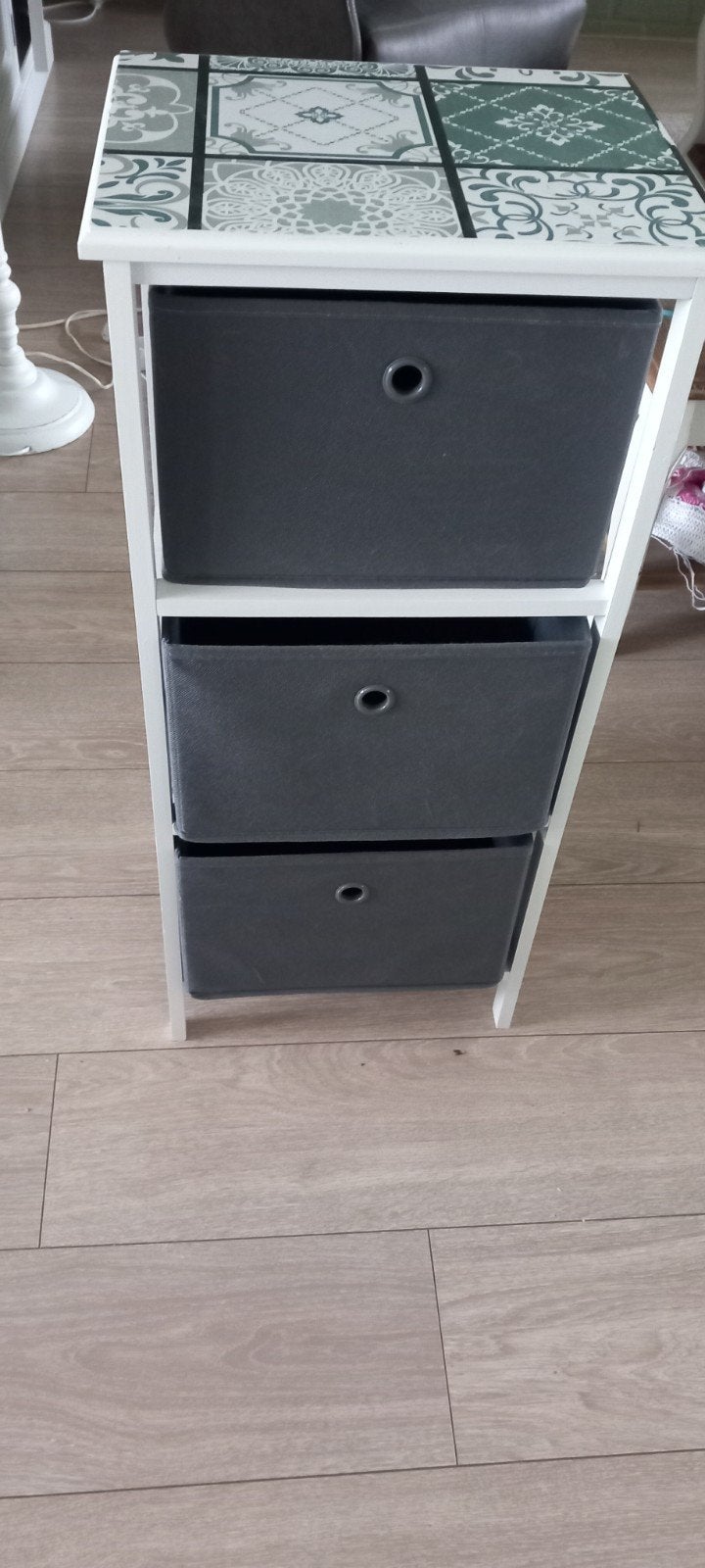 Opbergkastje met 3 lades en decoratieve bovenkant, Ophalen, Gebruikt
