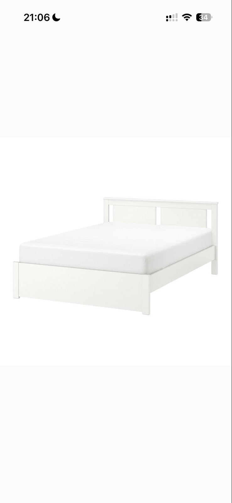 IKEA Songesand bedframe 140x200 met lattenbodem, Ophalen, Gebruikt, Wit, Tweepersoons