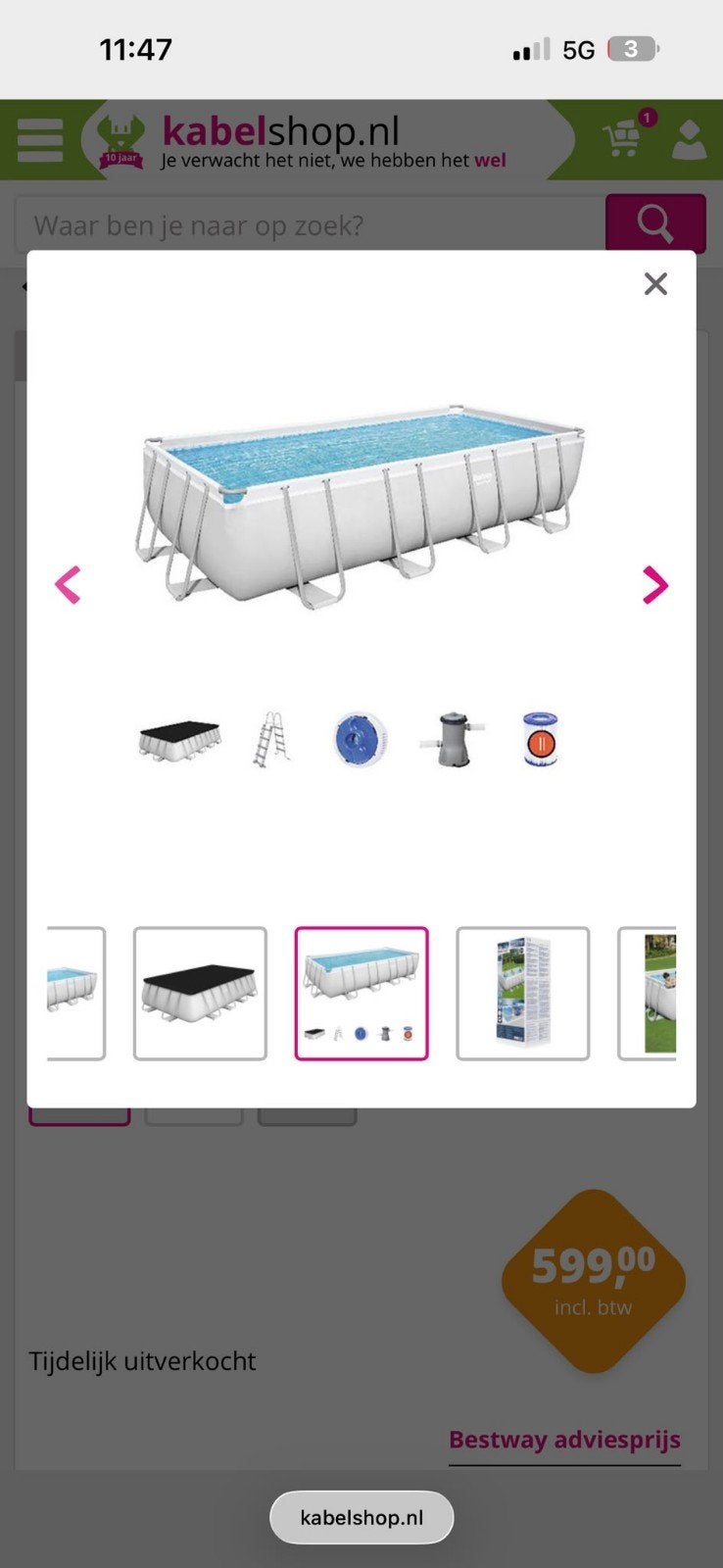 Bestway Rechthoekig Opzetzwembad 4.88x244x122, Tuin en Terras, Zwembaden, 200 tot 300 cm, 80 tot 120 cm, Nieuw, Ophalen of Verzenden