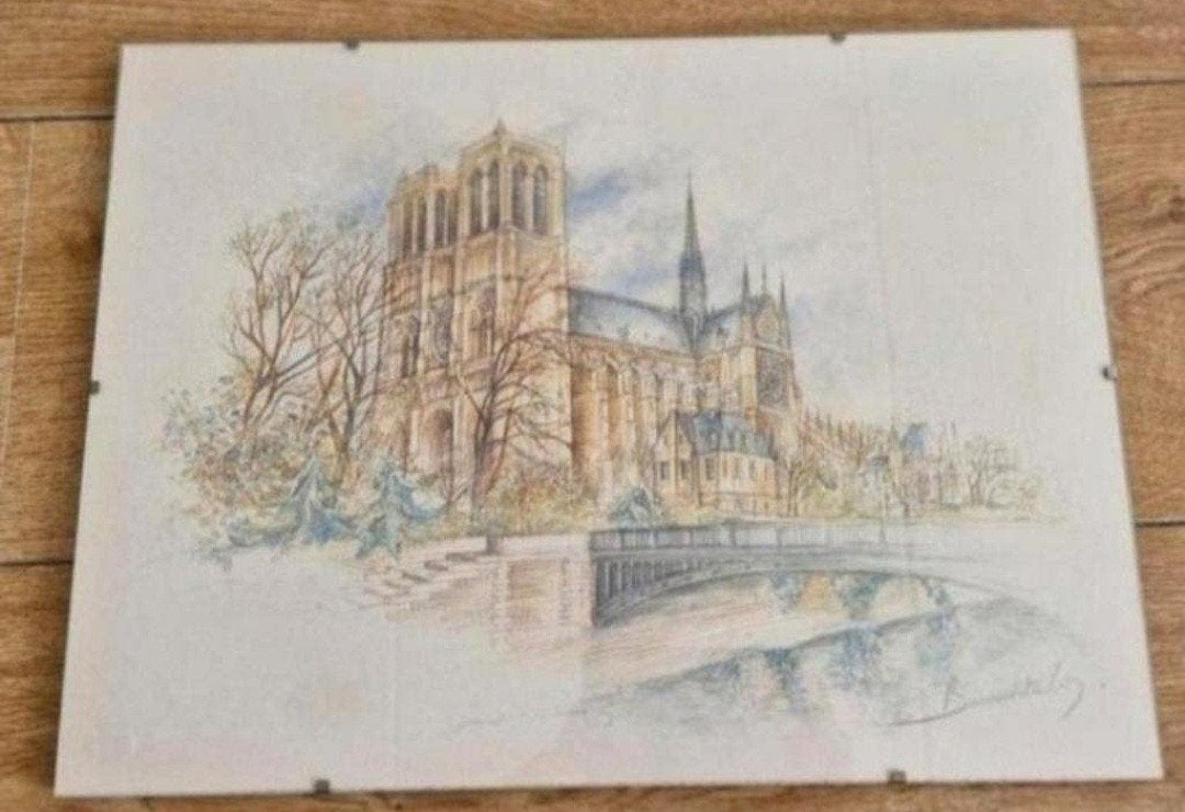 Print Parijs- Notre Dame, Ophalen of Verzenden
