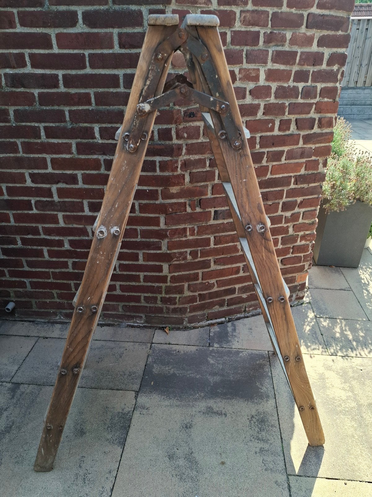 Oude houten trap - Opvouwbaar, Antiek en Kunst, Ophalen