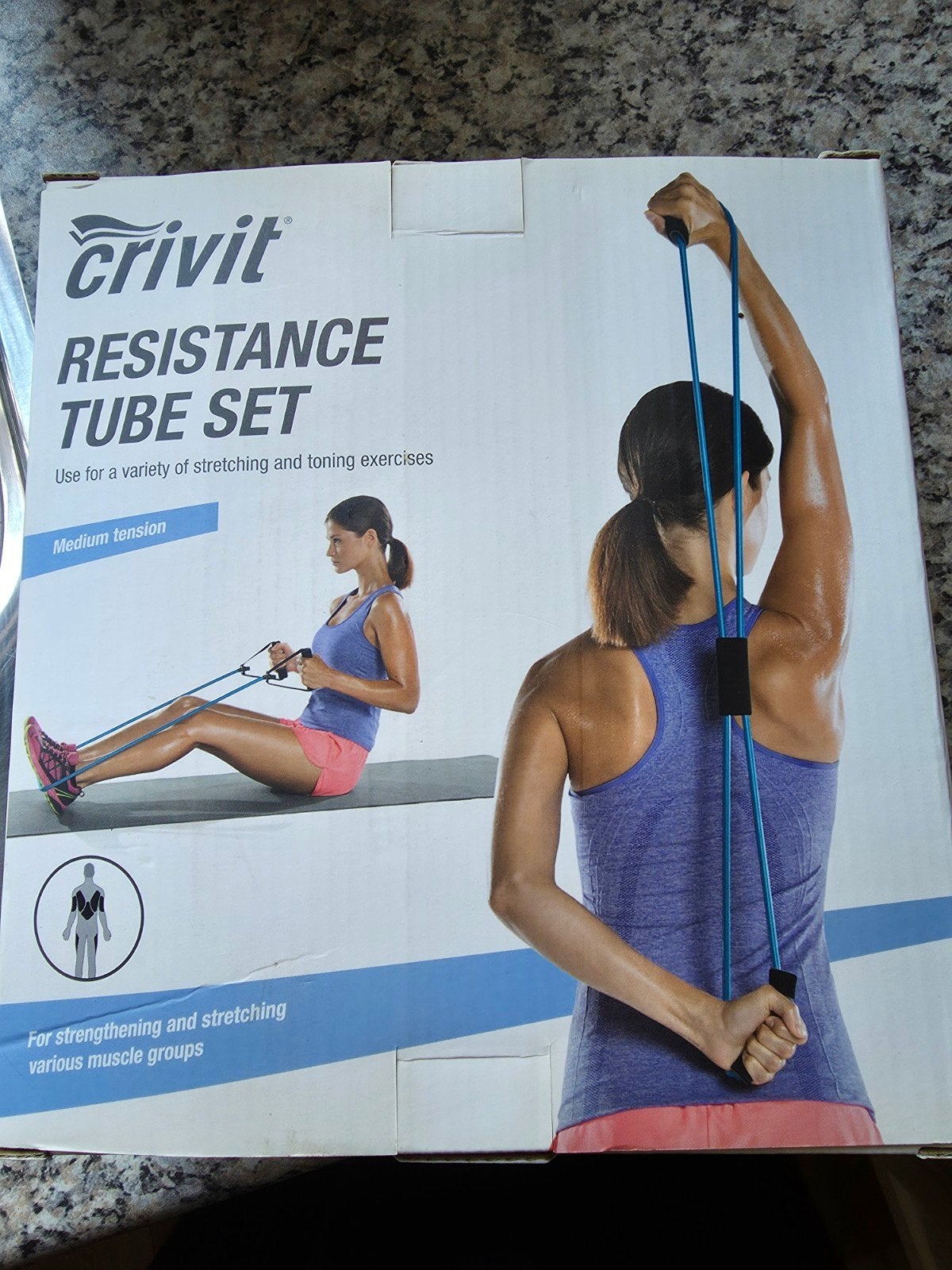 Crivit Resistance Tube Set - Medium Spanning, Sport en Fitness, Fitnessmaterialen, Ophalen, Nieuw, Benen, Weerstandband
