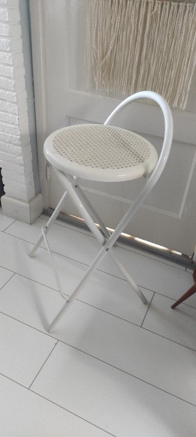 Vintage kruk barkruk wit webbing Grand Soleil Italy, Ophalen of Verzenden, Gebruikt, Overige materialen
