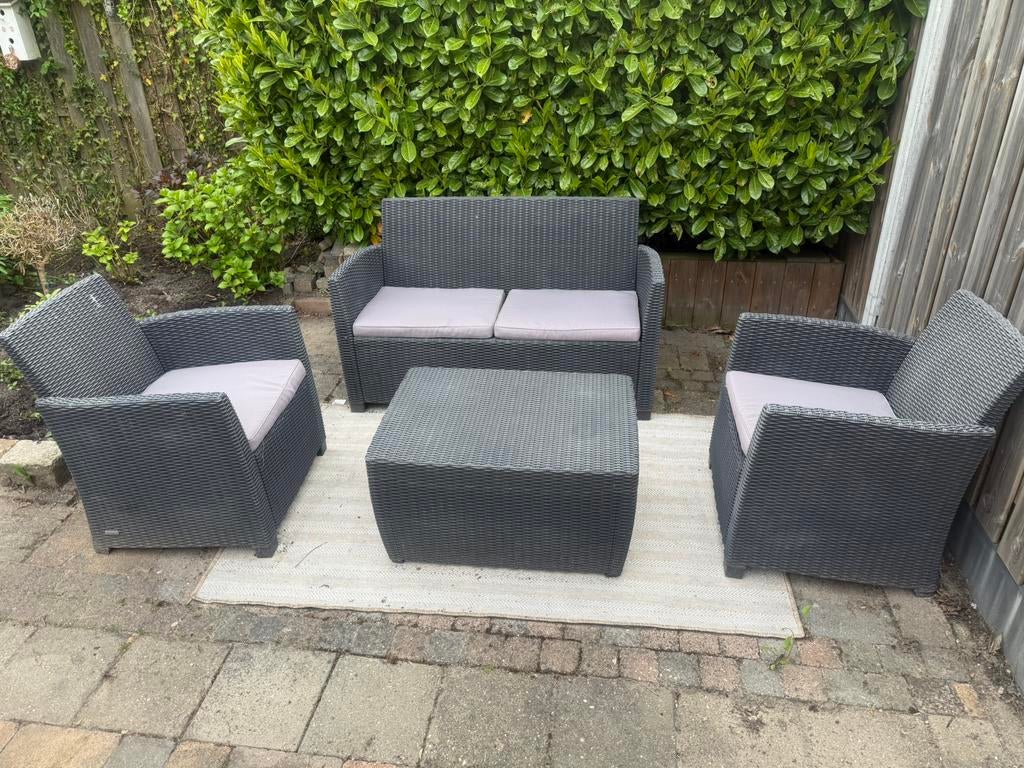 Wicker loungeset met opbergbox, Ophalen, 4 zitplaatsen, Gebruikt, Loungeset