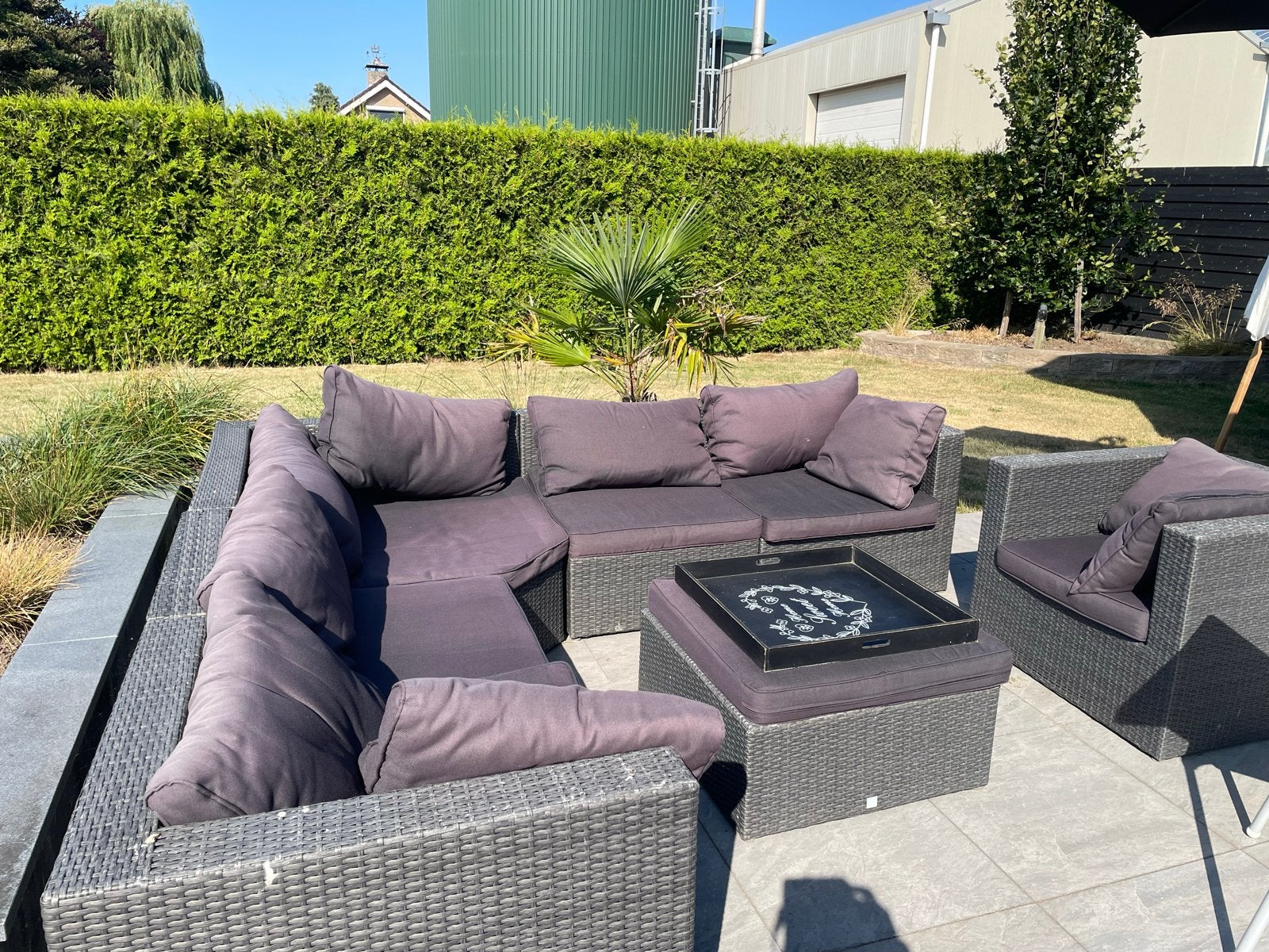 Wicker Loungeset met Kussens en Opbergbox, Tuin en Terras, Ophalen, Gebruikt, 6 zitplaatsen, Loungeset