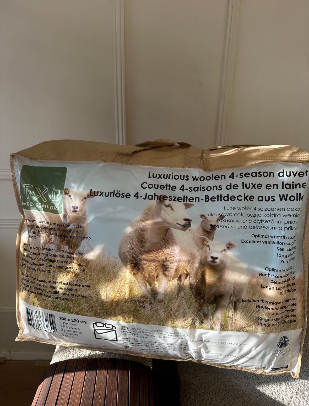 Nieuw luxe 4-seizoenen wollen dekbed 200x220 | TXL WOL, Wit, Ophalen of Verzenden, Deken of Dekbed, Nieuw