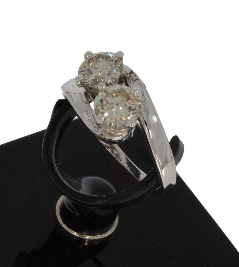 Bijzondere 2 grote diamanten vintage 14k ring goud briljant, Ophalen of Verzenden, Goud, Ring, Met edelsteen