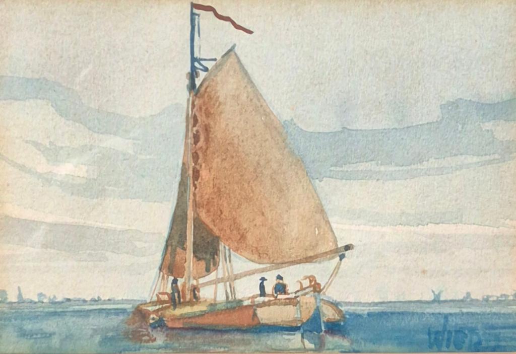 Joub Wiertz (1893-1966) "geladen Tjalk, Skûtsje", Ophalen of Verzenden
