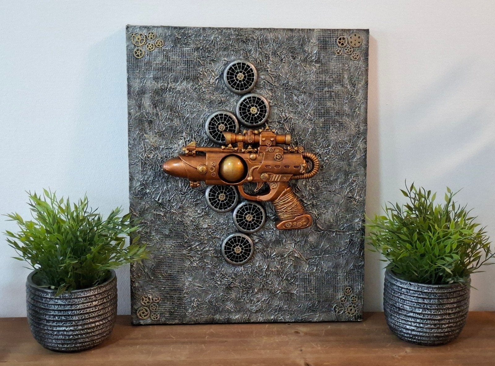 Steampunk schilderij, Ophalen