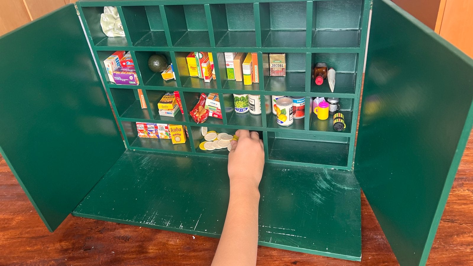 Vintage Miniatuur Winkel Display met Kruidenierswaren, Ophalen, Gebruikt