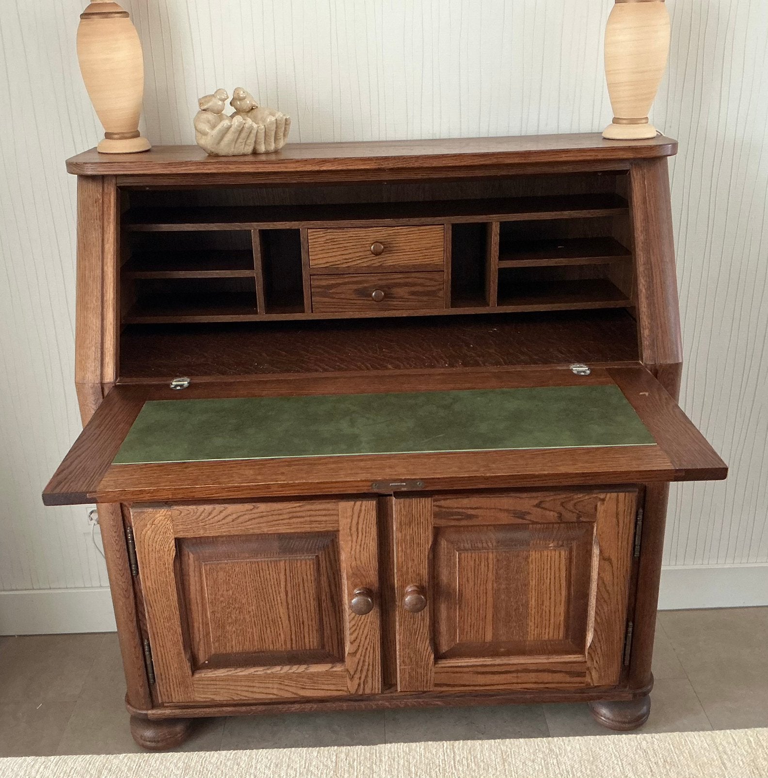 Antiek eiken secretaire bureau met opbergruimte, Huis en Inrichting, Ophalen, Gebruikt