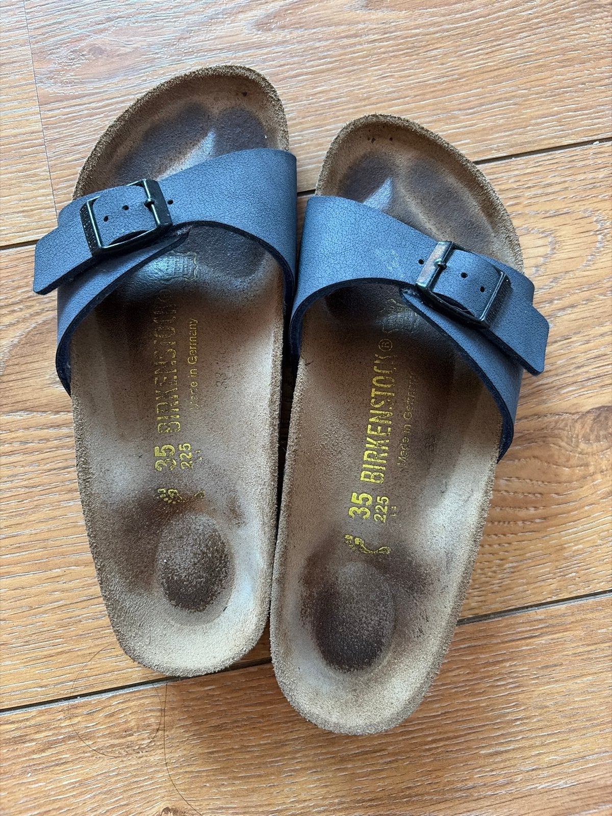 Birkenstock slippers - maat 35 - donkerblauw, Slippers, Blauw, Ophalen of Verzenden, Gedragen
