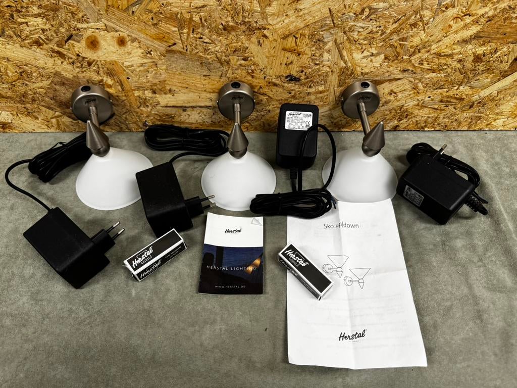 Set van 3 Herstal Sko Up/Down Wandlampen Design - ReK4, Ophalen of Verzenden, X, Modern, Glas