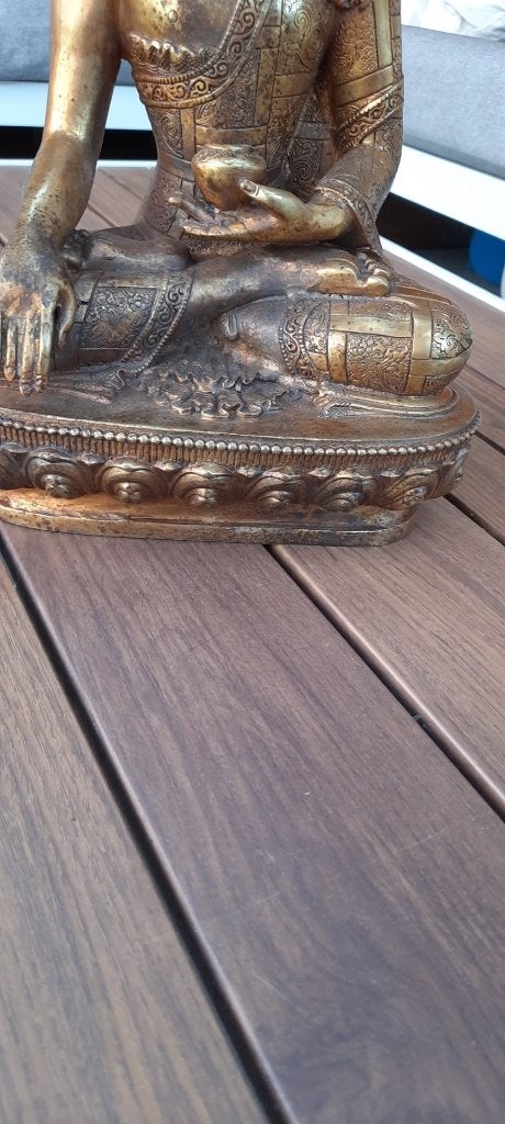 Bronzen buddha, 29 cm hoog., Ophalen of Verzenden