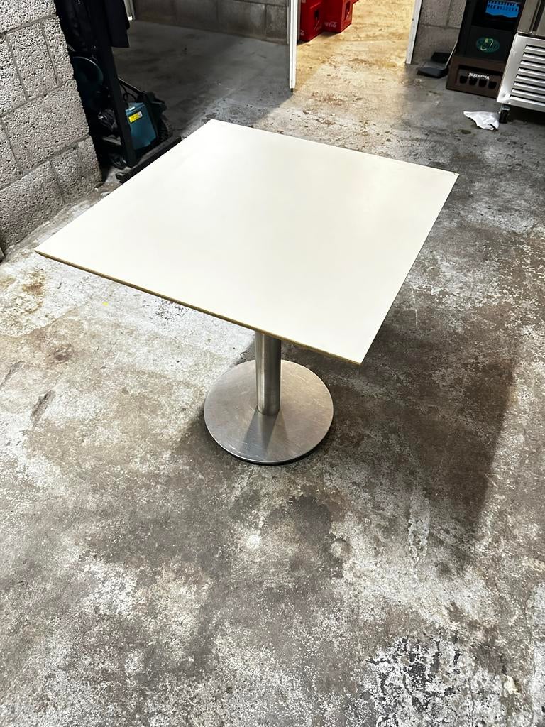 Tweepersoons tafel - Crème HPL, kras- en waterbestendig, Ophalen, Kunststof, Gebruikt, 50 tot 100 cm