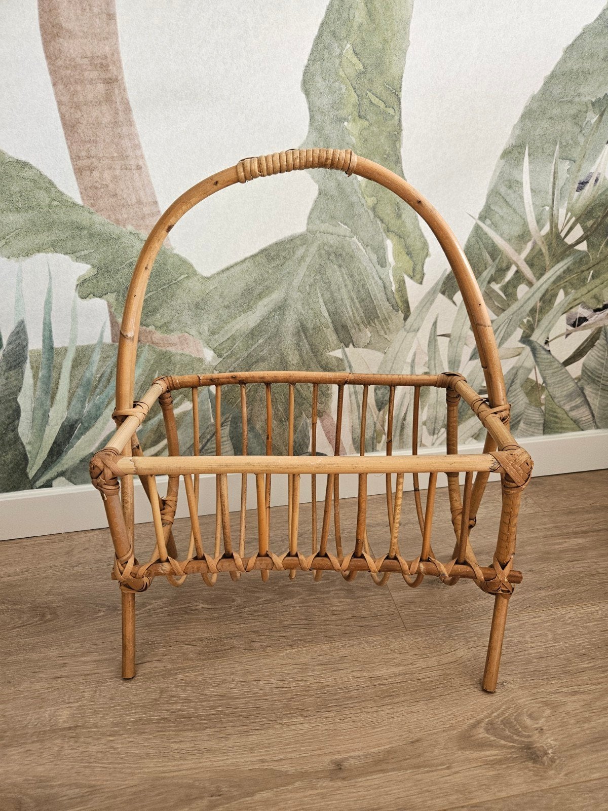 Rotan tijdschriftenhouder Kwantum, Ophalen, Met handvat, Natuurlijk materiaal, Bohemian