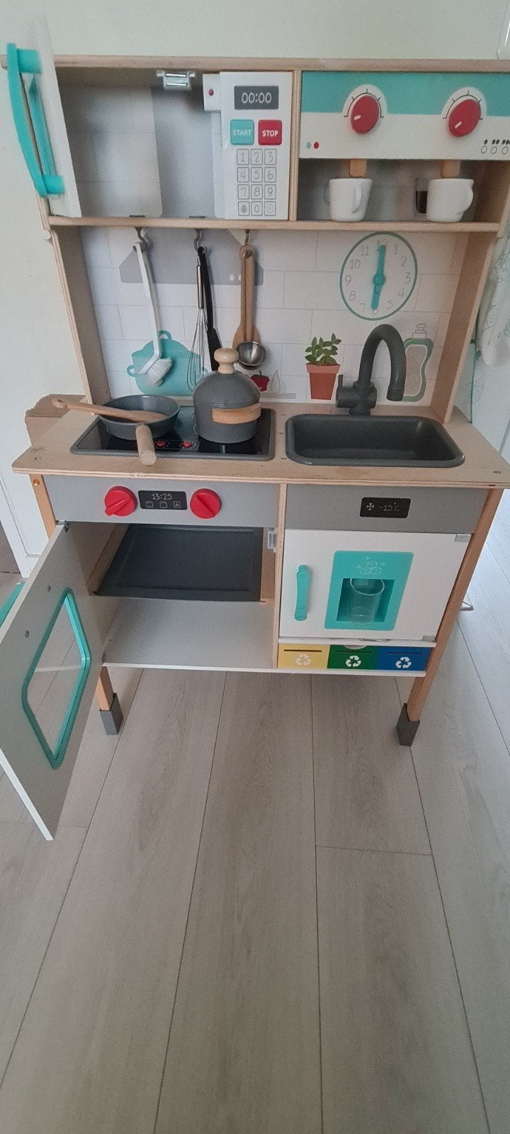 Houten kinderkeuken met accessoires - Zo goed als nieuw, Ophalen, Zo goed als nieuw, Hout, Speelkeuken