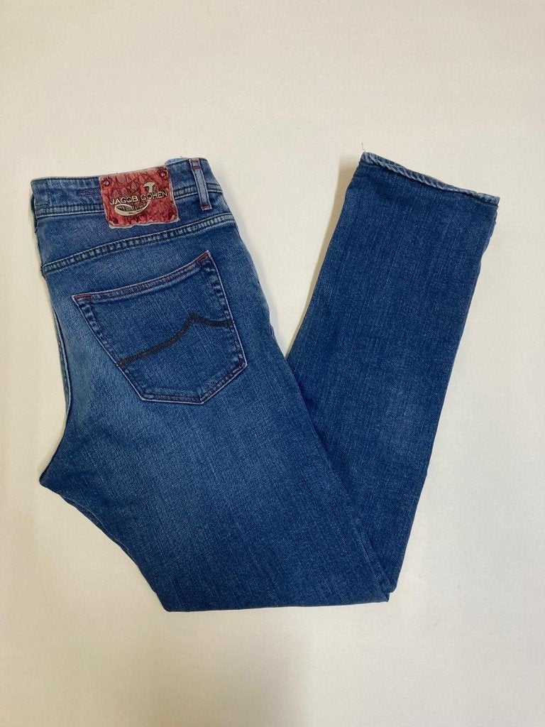 Jacob Cöhen Style J622.C (Nick Slim)jeans- 38-Blue-Red patch, W36 - W38 (confectie 52/54), Blauw, Ophalen of Verzenden, Zo goed als nieuw