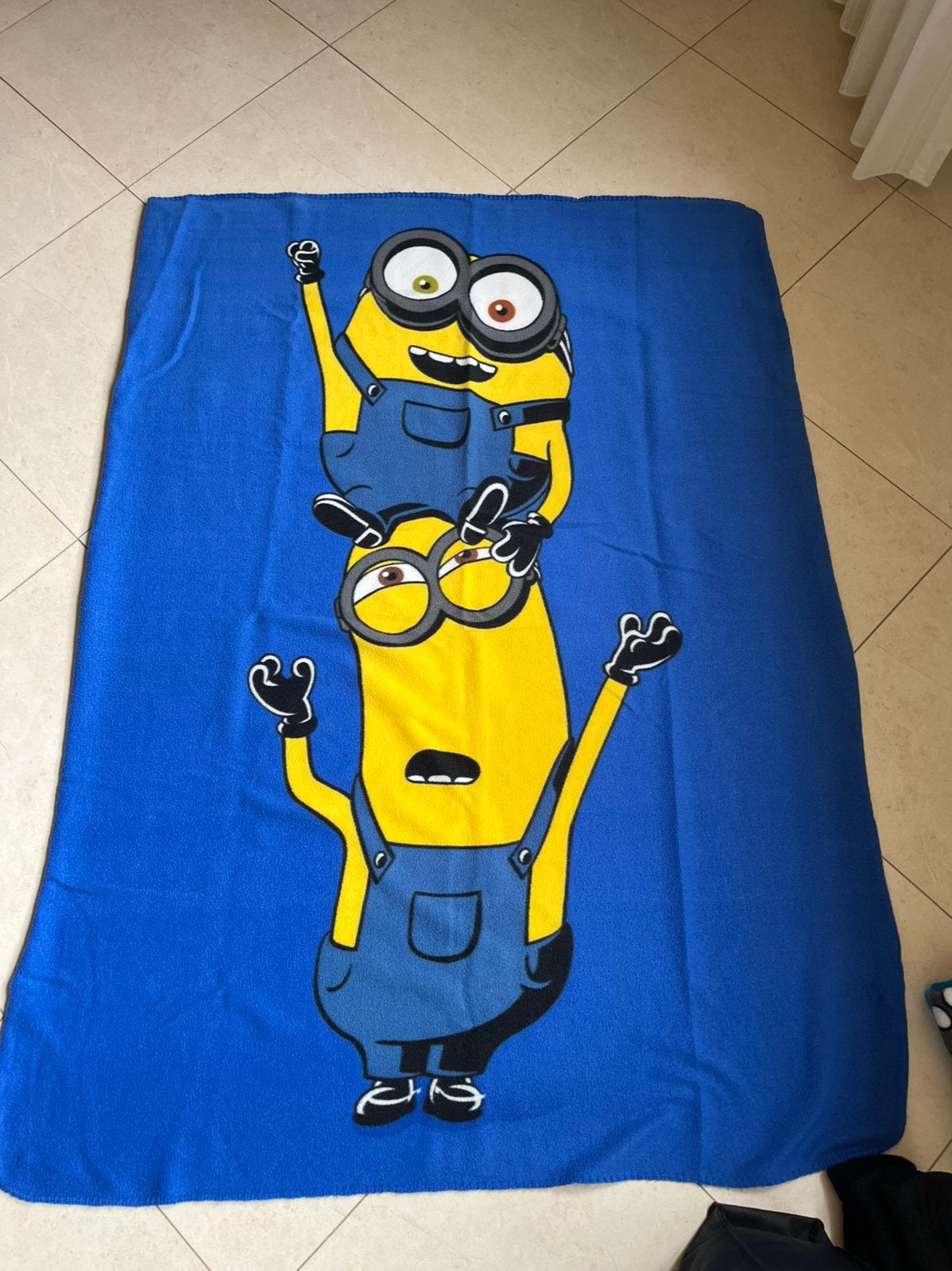 Minions Fleece deken blauw /geel 110x140, Wasbaar, 140 cm, Zo goed als nieuw, Blauw