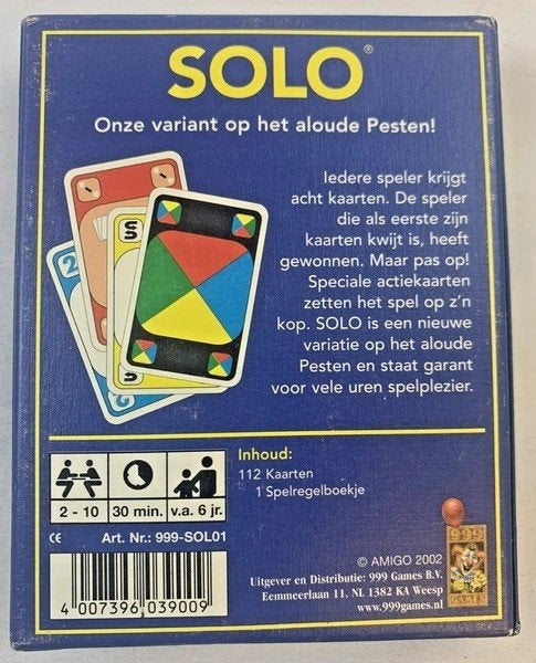 999 Games Solo kaartspel wereldberoemd spel compleet 2002, Hobby en Vrije tijd, Gezelschapsspellen | Kaartspellen, Coolsingel 104, 3011 AG Rotterdam, Netherlands