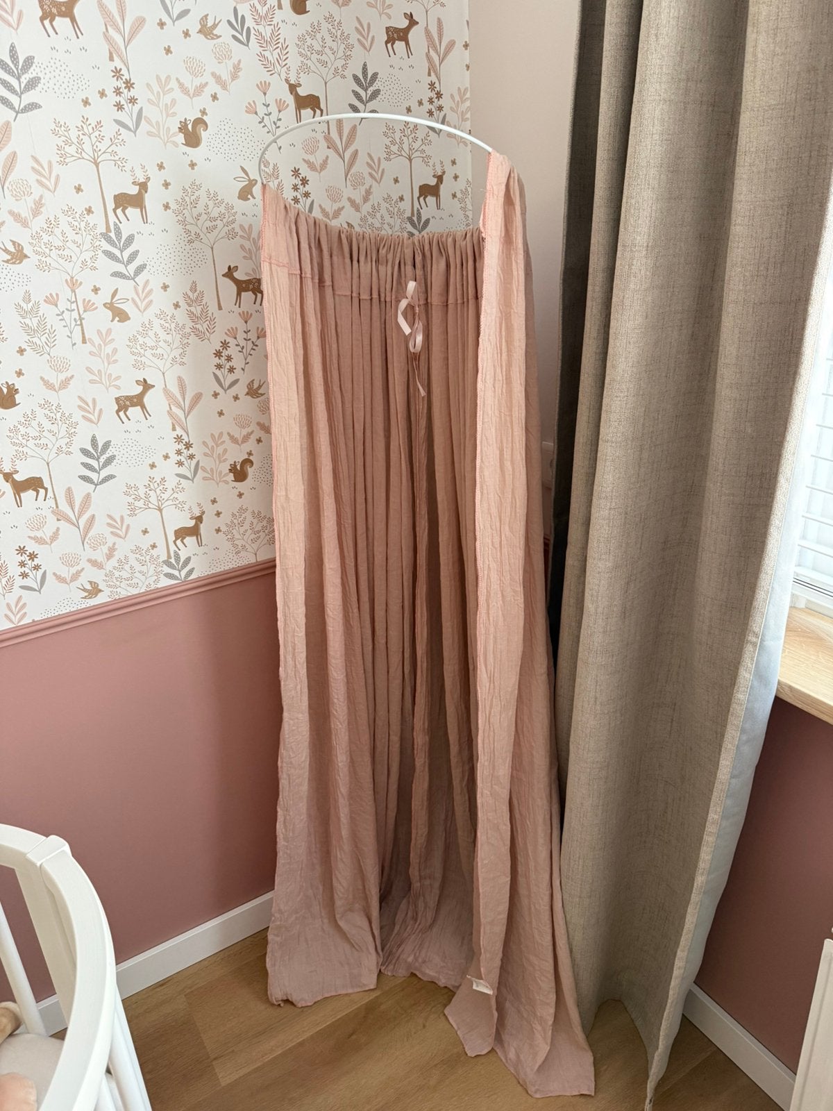 Sluier baby kamer Jollein 155cm roze en piekstok wit, Ophalen, Jollein, Zo goed als nieuw, Wasbaar