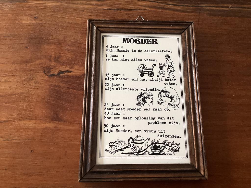 Tegeltje retro vintage moeder, Ophalen of Verzenden, Gebruikt